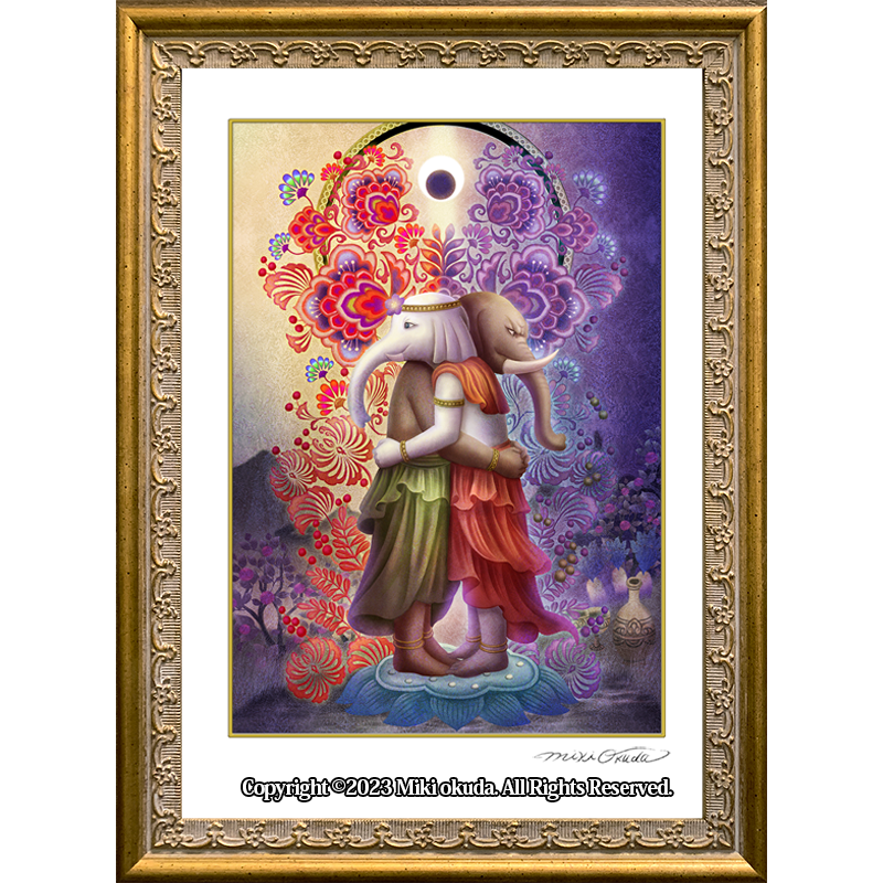 歓喜天 開運絵 仏画 ジクレー版画 スピリチュアル SS~Mサイズ