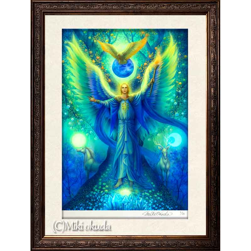 大天使ミカエル 天使イラスト スピリチュアル エンジェル ジクレー版画 SS~Mサイズ