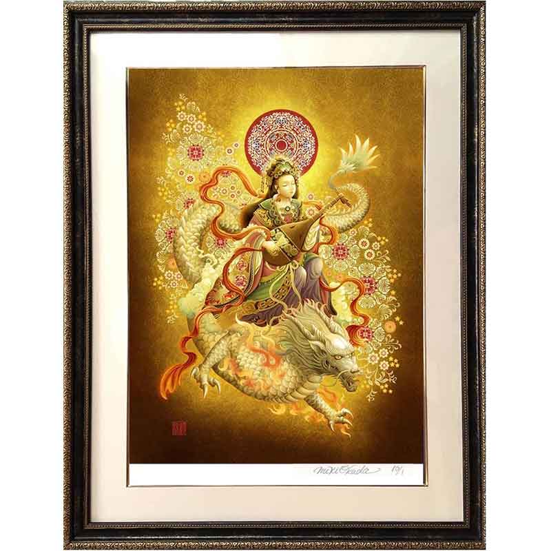 弁才天・弁財天 七福神 開運絵 仏画 ジクレー版画 スピリチュアル 大判サイズ