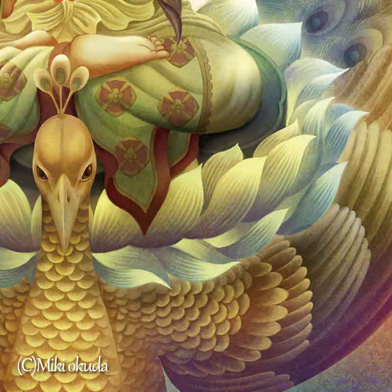 孔雀明王 開運絵 仏画 ジクレー版画 スピリチュアル SS~Mサイズ