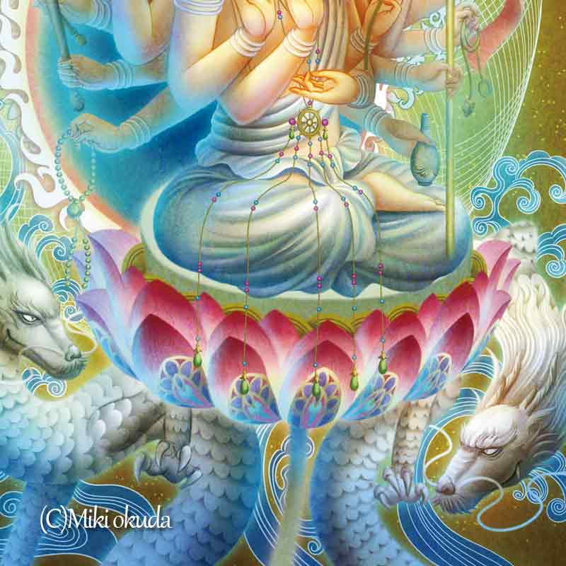 准胝観音菩薩 開運絵 仏画 ジクレー版画 スピリチュアル SS~Mサイズ