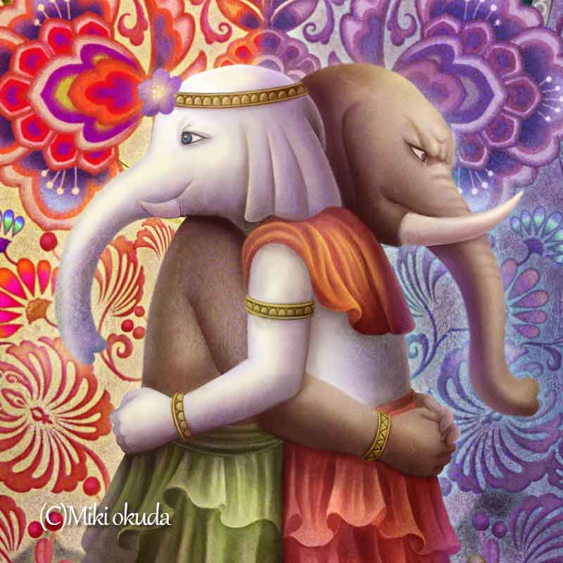 歓喜天 開運絵 仏画 ジクレー版画 スピリチュアル SS~Mサイズ