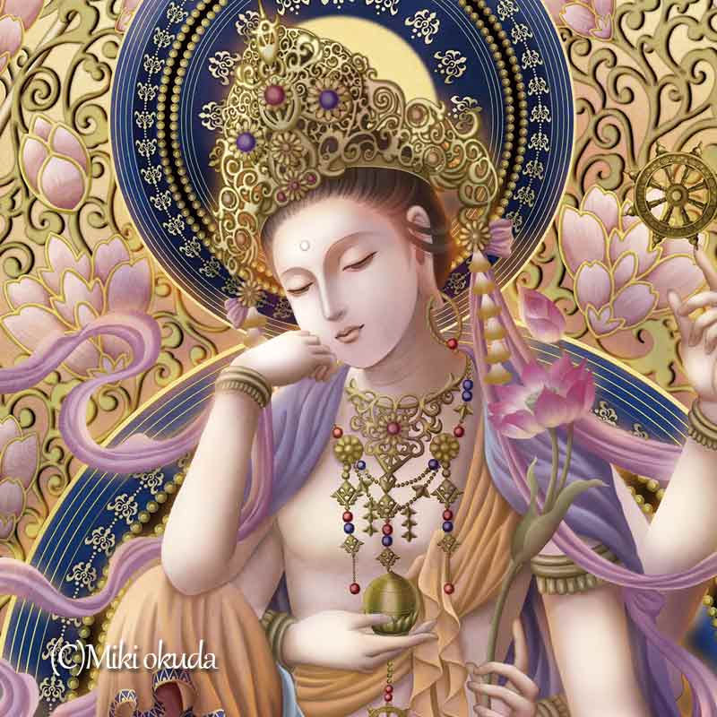 如意輪観音菩薩 開運絵 仏画 ジクレー版画 スピリチュアル SS~Mサイズ