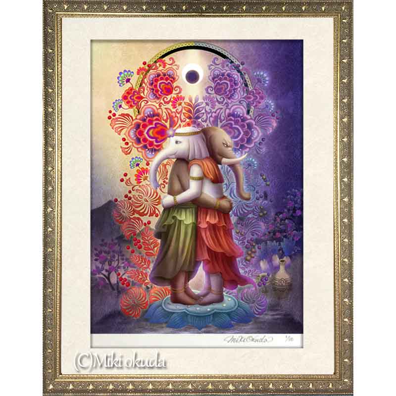 歓喜天 開運絵 仏画 ジクレー版画 スピリチュアル SS~Mサイズ