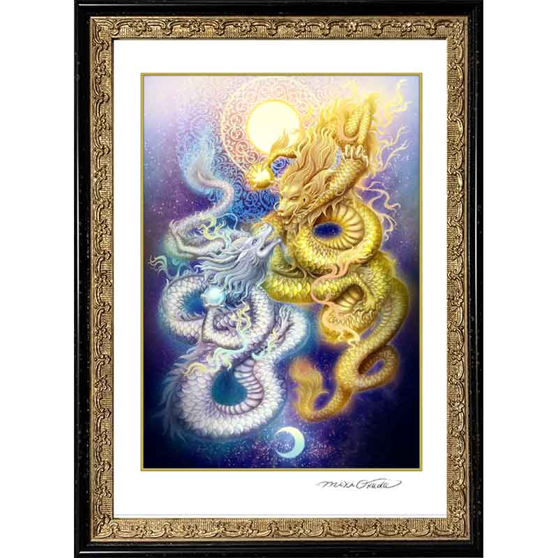 金龍・銀龍 龍神様 かっこいい龍のイラスト ジクレー版画 スピリチュアル SS~Mサイズ