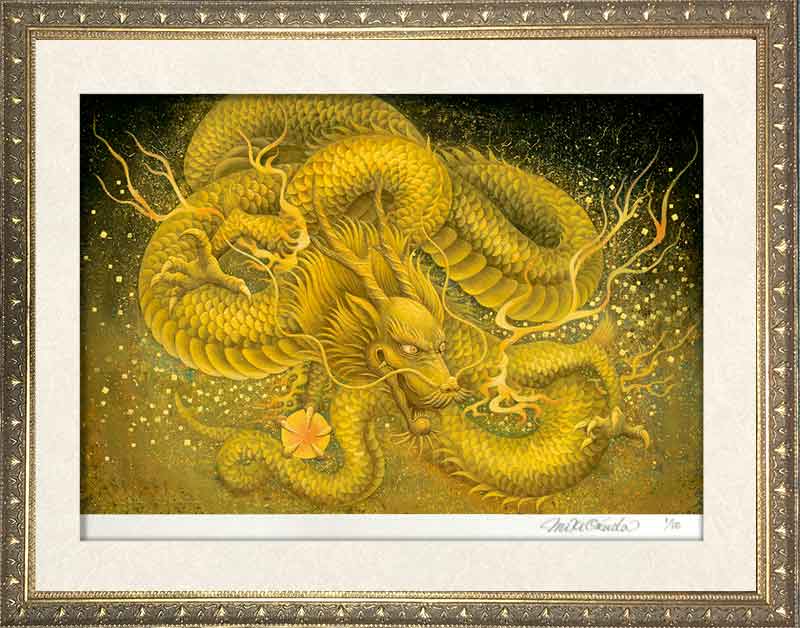 龍神の絵とゴールドの絵4点セット - 絵画