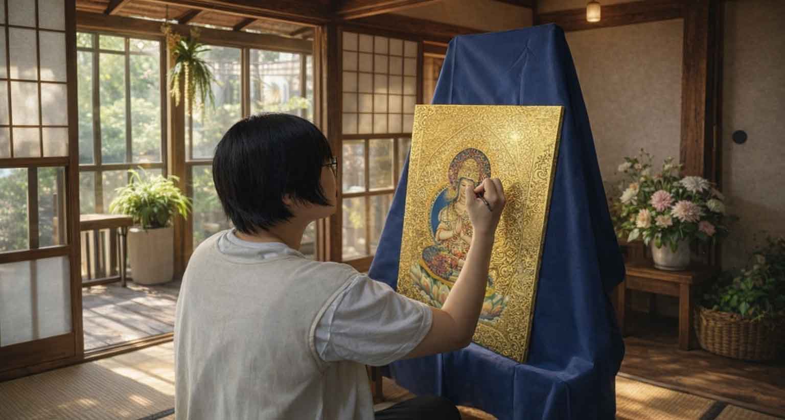 【作家の想い】「未熟な私が、それでも筆を執る理由」── 作品に込める、等身大の祈り – 癒しの神仏画・観稀舎(みきしゃ)