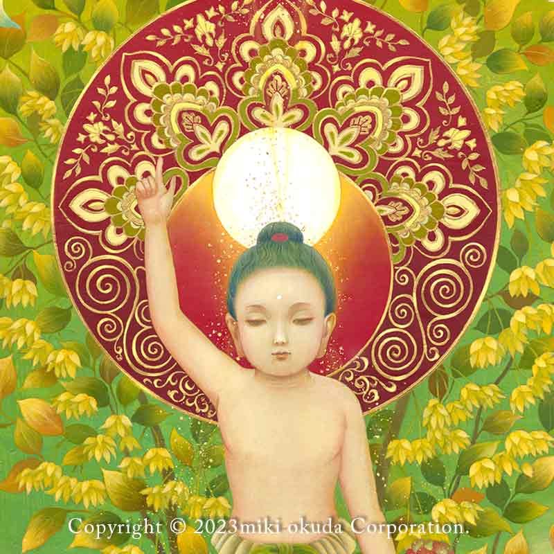 花まつり～釈迦誕生図　開運絵 仏画 ジクレー版画 スピリチュアル SS～Mサイズ