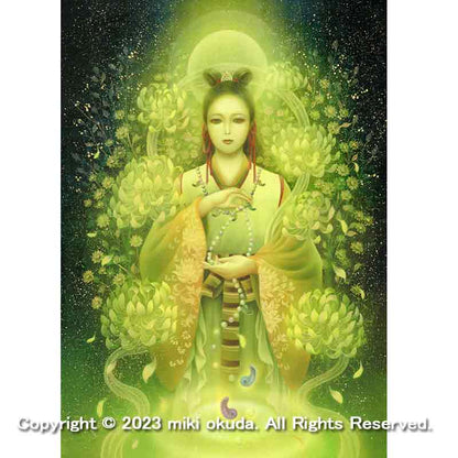 菊理媛尊（くくりひめのみこと）(光稀） 開運絵  手彩色ジクレー版画 スピリチュアル 輝く顔料で一枚ずつエネルギーを加筆