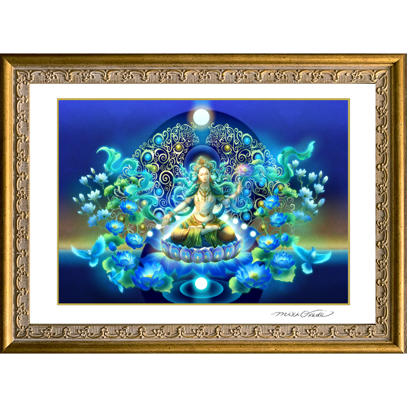 ターラ菩薩 ホワイトターラ 開運絵 仏画 ジクレー版画 スピリチュアル SS～Mサイズ