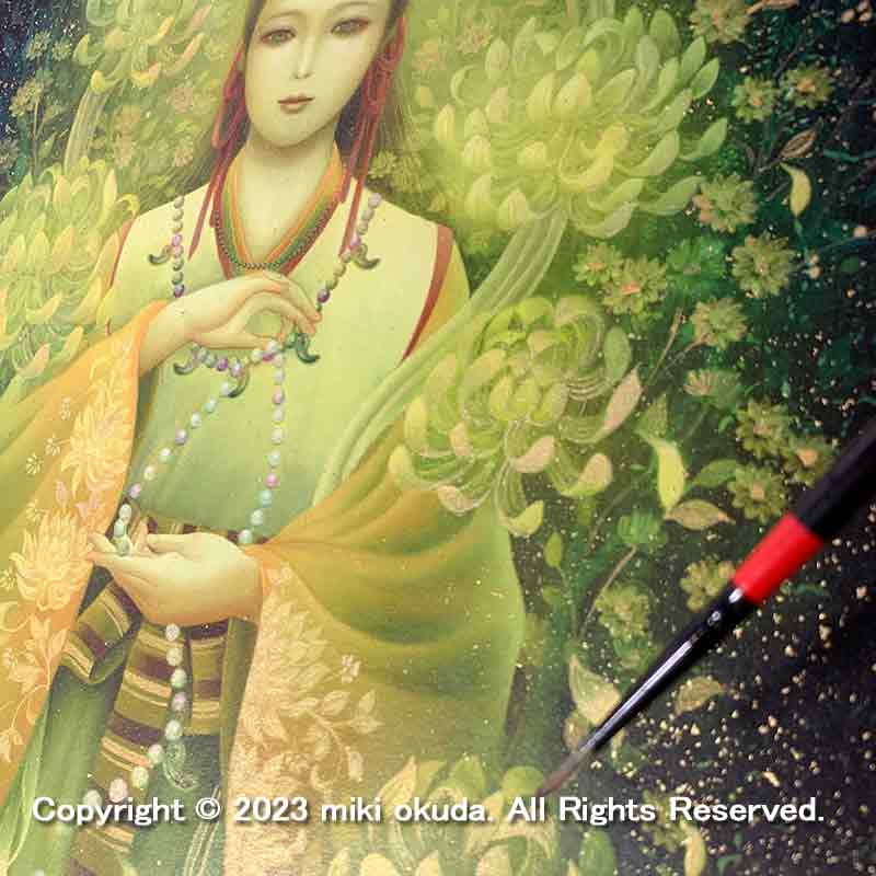 菊理媛尊（くくりひめのみこと）(光稀） 開運絵  手彩色ジクレー版画 スピリチュアル 輝く顔料で一枚ずつエネルギーを加筆