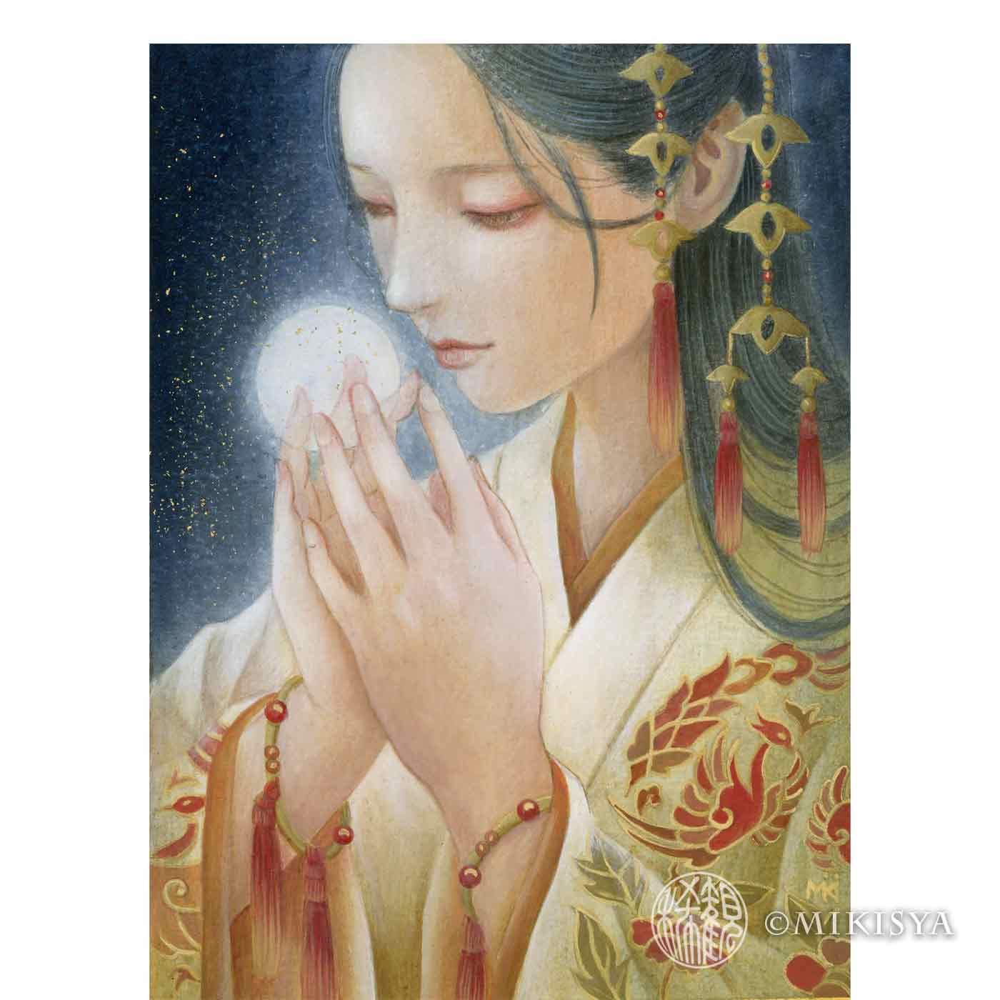 月読命（つくよみのみこと） ― 月を抱く女神［原画・額装済み］