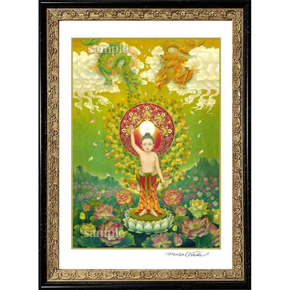 花まつり～釈迦誕生図　開運絵 仏画 ジクレー版画 スピリチュアル SS～Mサイズ