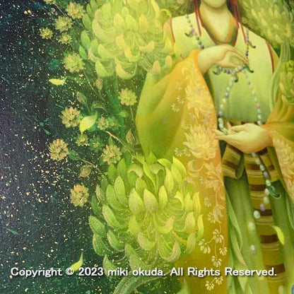 菊理媛尊（くくりひめのみこと）(光稀） 開運絵  手彩色ジクレー版画 スピリチュアル 輝く顔料で一枚ずつエネルギーを加筆