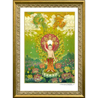 花まつり～釈迦誕生図　開運絵 仏画 ジクレー版画 スピリチュアル SS～Mサイズ
