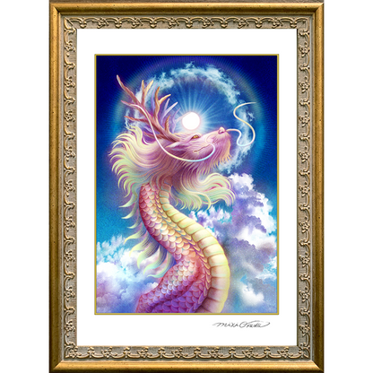 虹龍(日暈） 龍神様 かっこいい龍のイラスト ジクレー版画 スピリチュアル SS～SMサイズ