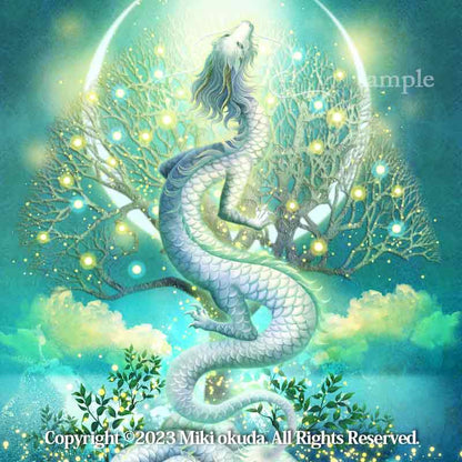 白龍(変容の龍）. うつくしい龍のイラスト ジクレー版画 スピリチュアル SS～Sサイズ