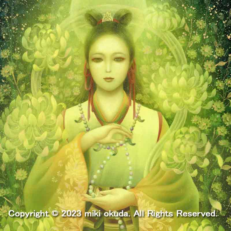 菊理媛尊（くくりひめのみこと）(光稀） 開運絵  手彩色ジクレー版画 スピリチュアル 輝く顔料で一枚ずつエネルギーを加筆