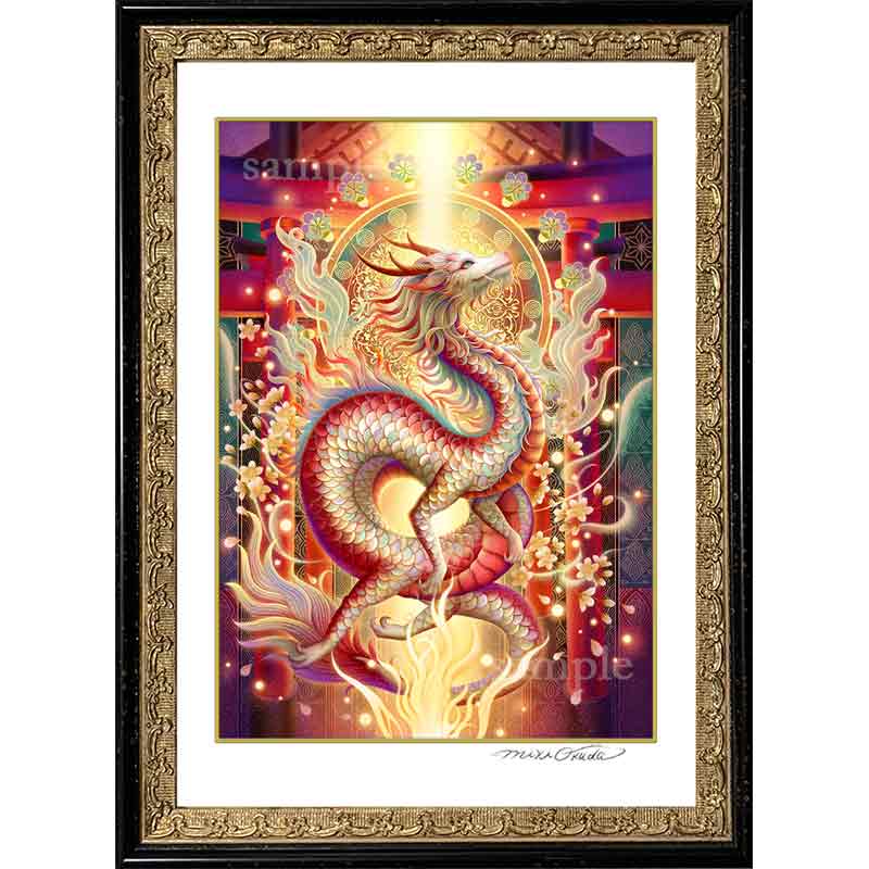 赤聖龍　　龍神アート、A4サイズ 赤龍 神託の龍】 かっこいい龍のイラスト ジクレー版画 スピリチュアル