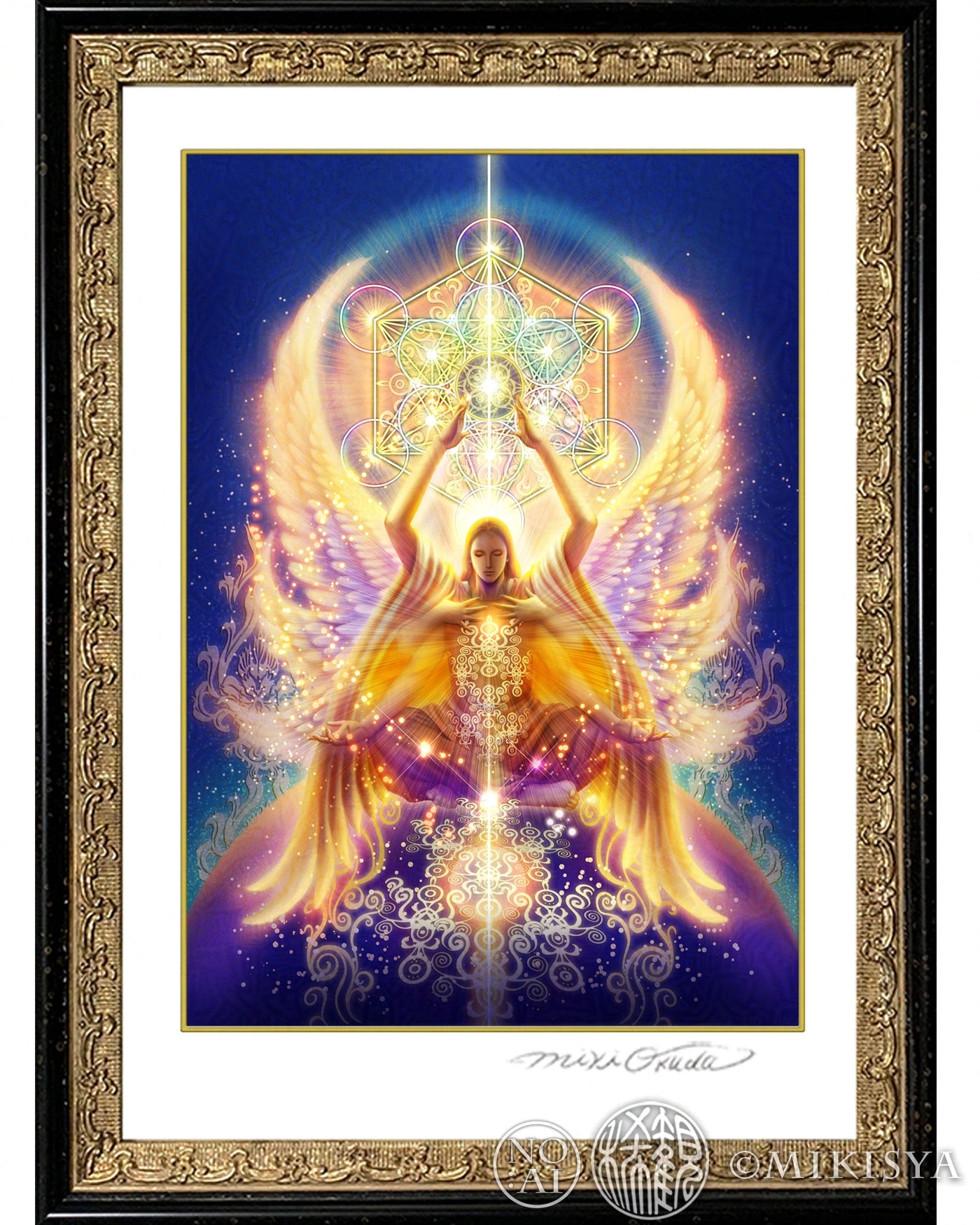 大天使メタトロンと神聖幾何学｜導きと調和の天使 − 光のジクレー版画［SS～Mサイズ］