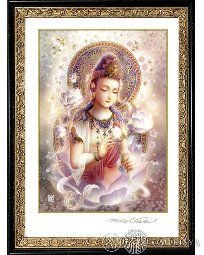 観音菩薩 聖観音 開運絵 仏画 ジクレー版画 スピリチュアル SS～SMサイズ