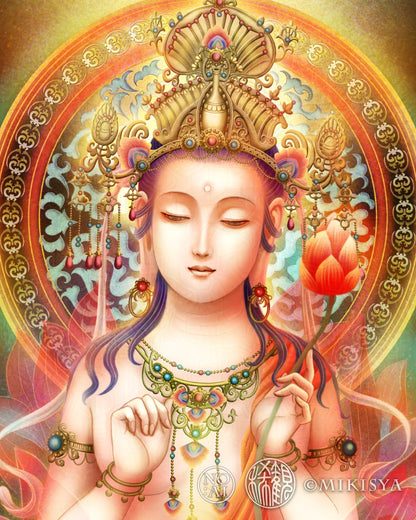 大勢至菩薩（だいせいしぼさつ）｜智慧の光で導く神仏画 − ジクレー版画［SS～Sサイズ