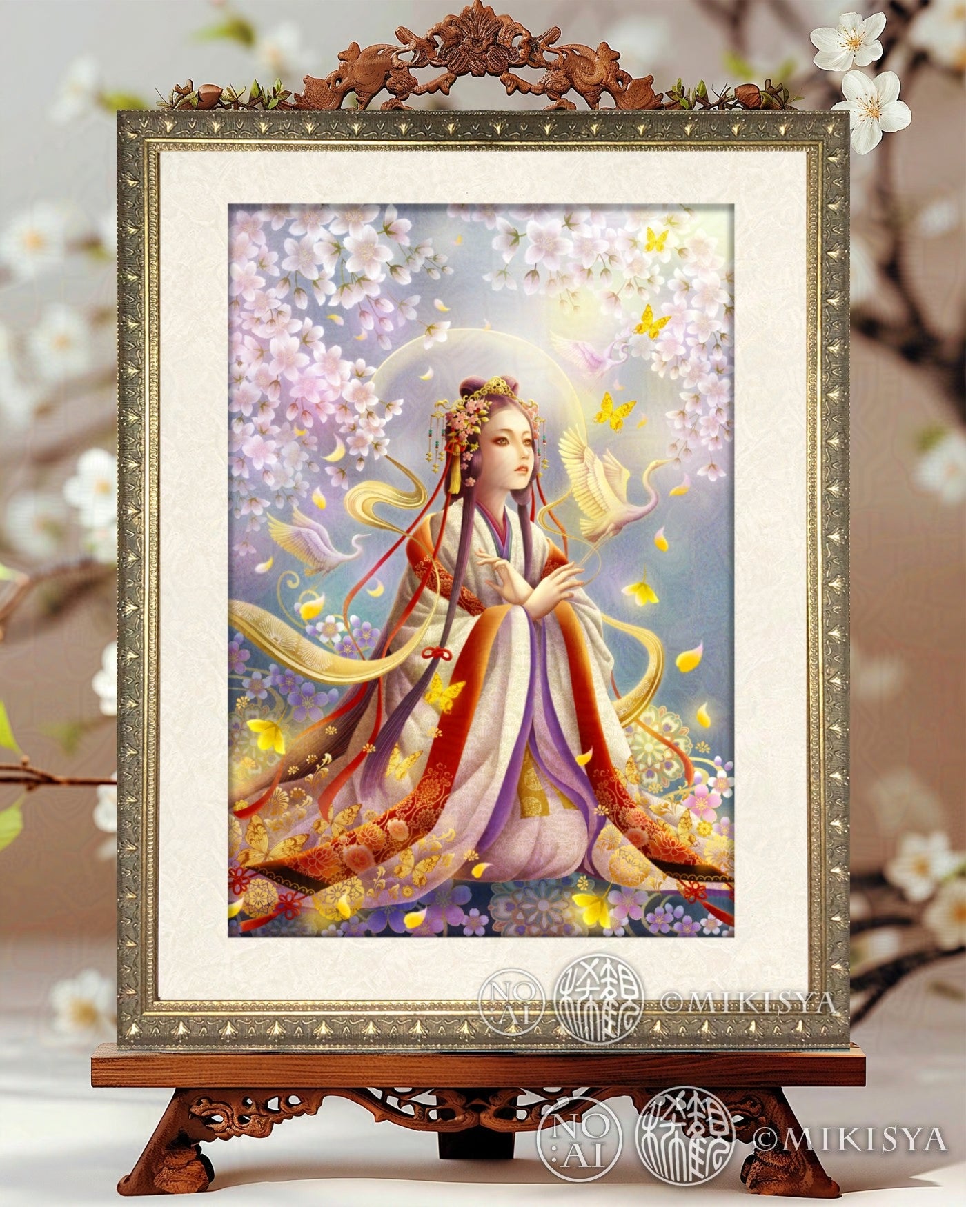 絵画 。壁掛け絵【神聖なヨーロッパの荘園でバラの花を楽しむ少女と魅力的な黒猫】 絵画 。壁掛け絵【神聖なヨーロッパの荘園でバラの花を楽しむ少女と