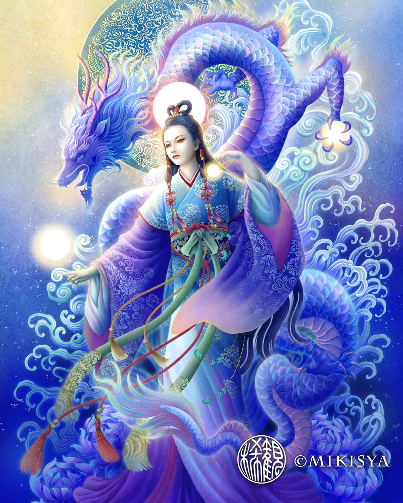 瀬織津姫（せおりつひめ）と龍神｜祓いと再生の女神 − 浄化のジクレー