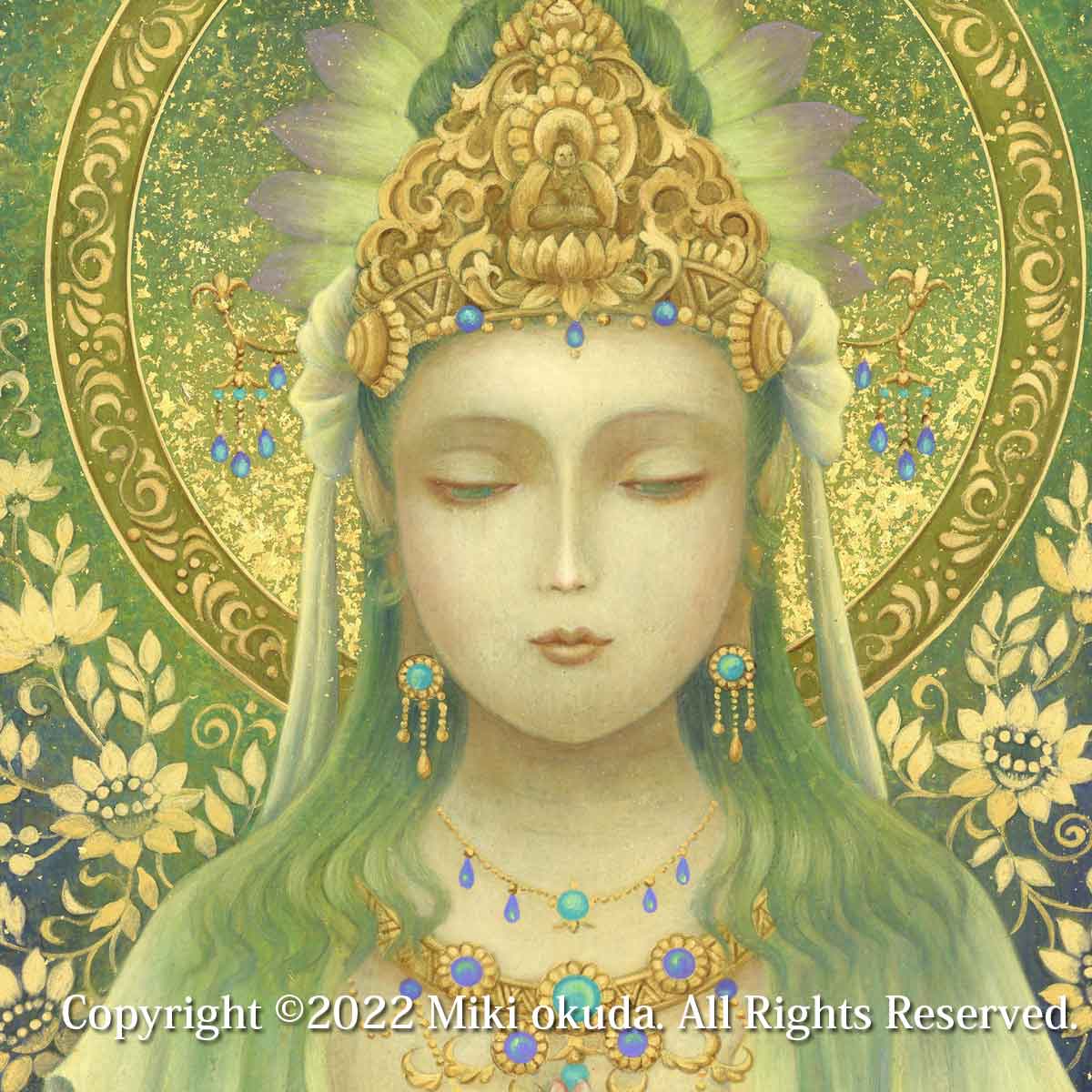 観音菩薩 合掌観音 開運絵 仏画 原画一点限り