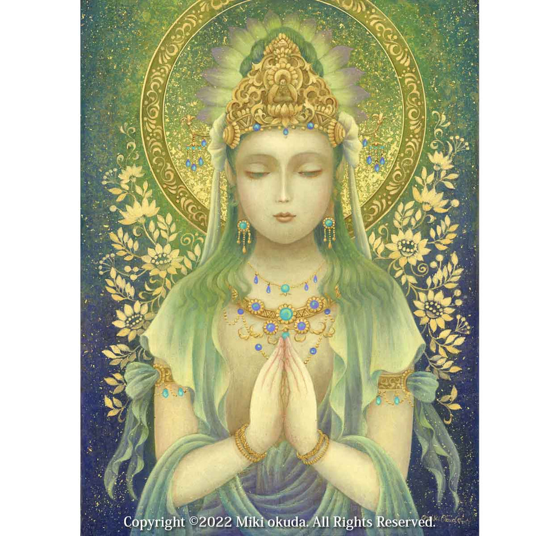 観音菩薩 合掌観音 開運絵 仏画 原画一点限り