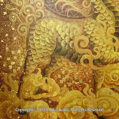 麒麟・(光稀）神獣イラストト 手彩色ジクレー版画 スピリチュアル 輝く顔料で一枚ずつエネルギーを加筆