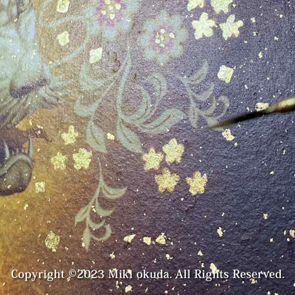 弁才天・弁財天 (光稀） 七福神  開運絵  手彩色ジクレー版画 スピリチュアル 輝く顔料で一枚ずつエネルギーを加筆