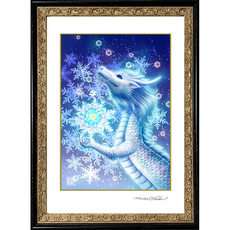 白龍(雪) 龍神様 可愛い龍イラスト ジクレー版画  スピリチュアル SS～Sサイズ