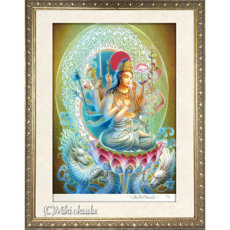 准胝観音菩薩 開運絵  仏画 ジクレー版画 スピリチュアル SS～Mサイズ