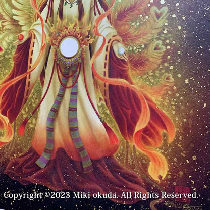 天照大御神(光稀） 開運絵  手彩色ジクレー版画 スピリチュアル 輝く顔料で一枚ずつエネルギーを加筆