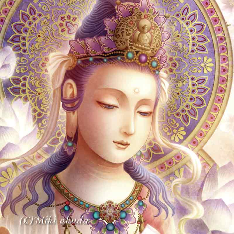 観音菩薩 聖観音 開運絵 仏画 ジクレー版画 スピリチュアル SS～SMサイズ