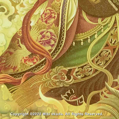 弁才天・弁財天 (光稀） 七福神  開運絵  手彩色ジクレー版画 スピリチュアル 輝く顔料で一枚ずつエネルギーを加筆