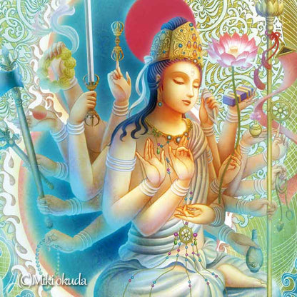 准胝観音菩薩 開運絵  仏画 ジクレー版画 スピリチュアル SS～Mサイズ