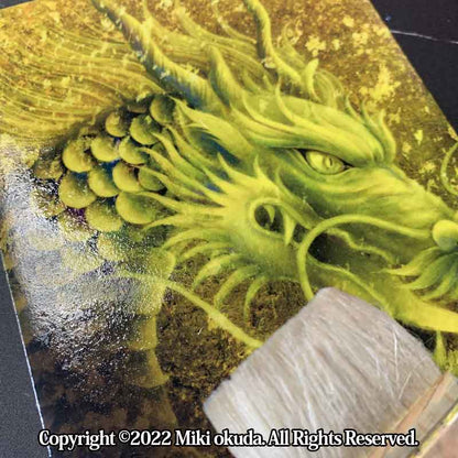 金龍(覚醒の龍・光稀）龍神様 かっこいい龍のイラスト 手彩色ジクレー版画 スピリチュアル 輝く顔料で一枚ずつエネルギーを加筆