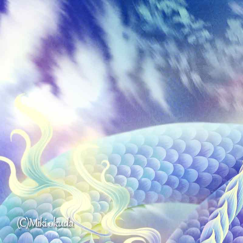 虹龍(彩雲） 龍神様 かっこいい龍のイラスト ジクレー版画 