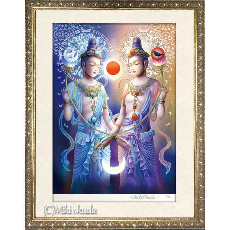 日光菩薩・月光菩薩 開運絵 仏画 ジクレー版画 スピリチュアル SS～Mサイズ