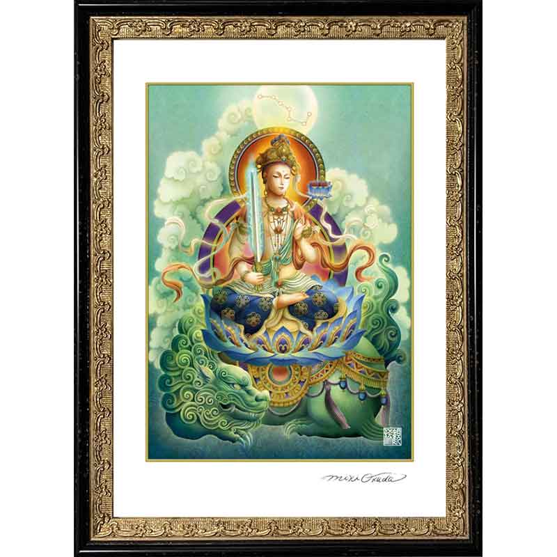 文殊菩薩 開運絵 仏画 ジクレー版画 スピリチュアル SS～Mサイズ